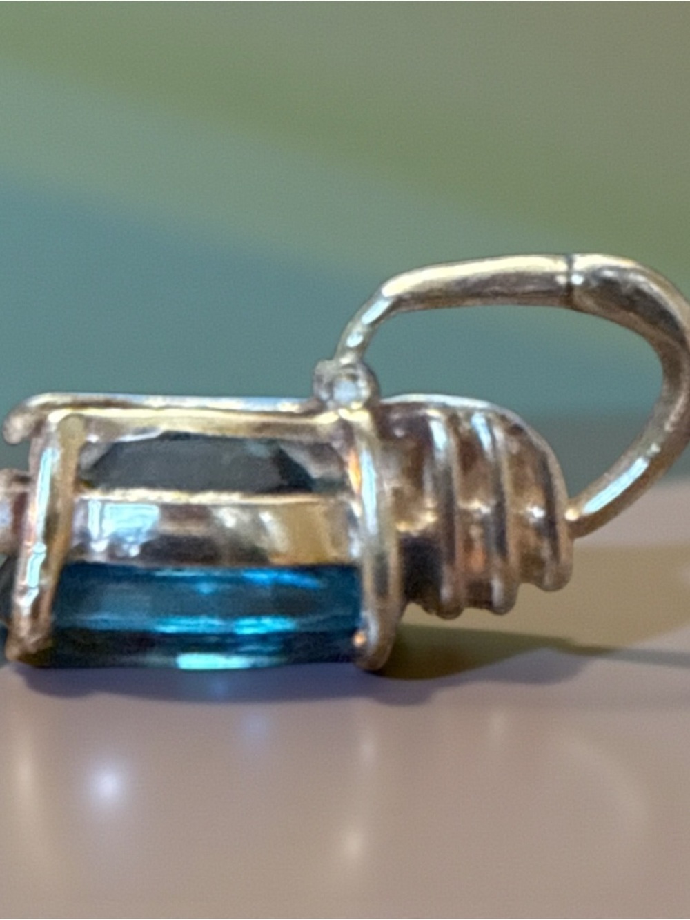 14K Gold London Blue Topaz Pendant Necklace Fine Jewelry Oval Diamond Accent - Picture 5 of 10